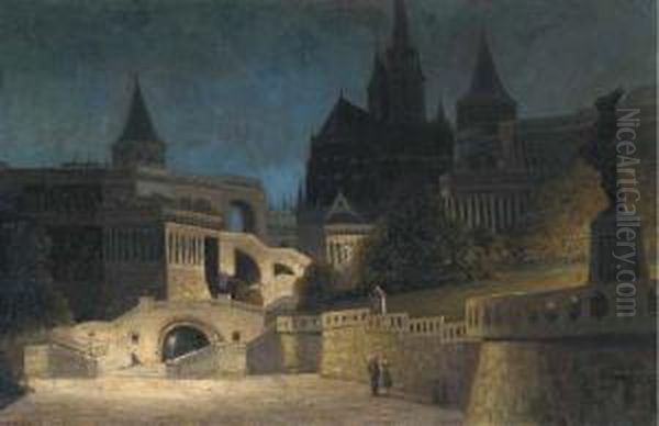 A Moonlit Assignation Oil Painting by Leendert Adriaan Schilt