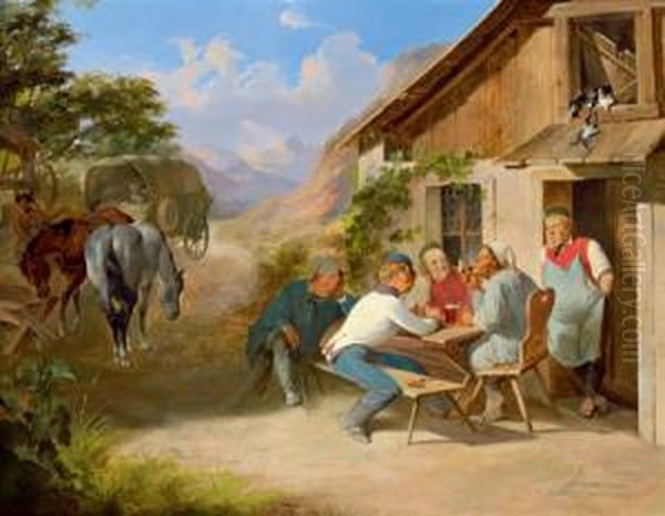 Zecher Vor Dem Wirtshaus Oil Painting by Carl Schindler