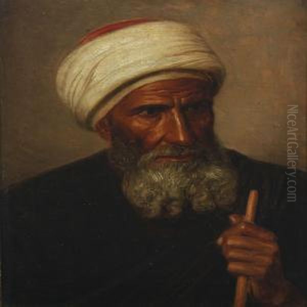 Portrait Of An Oriental Oil Painting by August Heinrich Schiott