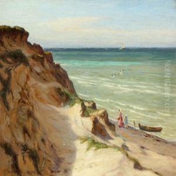 Coastal Scenery From Lonstrup, Northern Jutland Oil Painting by Niels Frederik Schiottz-Jensen