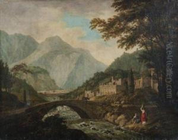 Promeneurs Pres De Ruines Antiques Oil Painting by Johann Wilhelm Schirmer