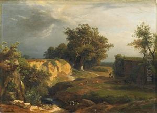 Landschaft Mit Hirte Undschafen Oil Painting by Johann Wilhelm Schirmer