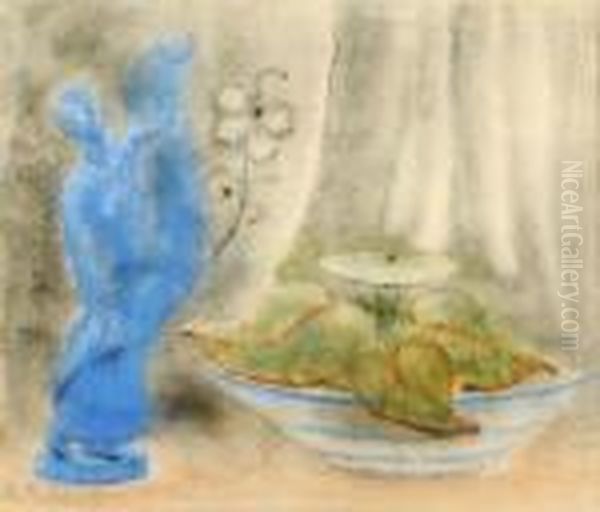 Nature Morte A La Statuette Oil Painting by Ferdinand Schirren