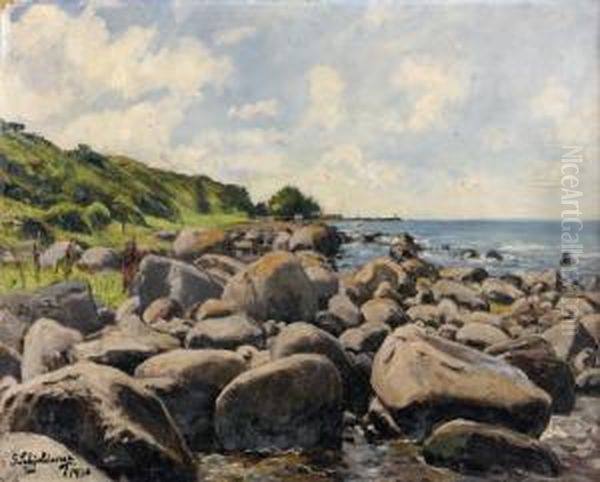 Bord De Mer Oil Painting by Georg Schjelderup