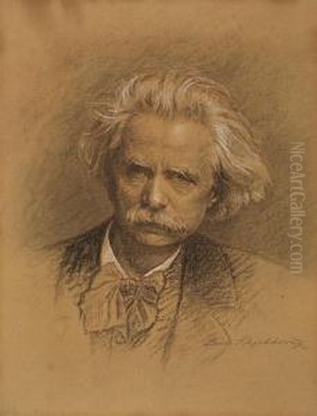 Portrait Edvardgrieg Oil Painting by Leis Schjelderup