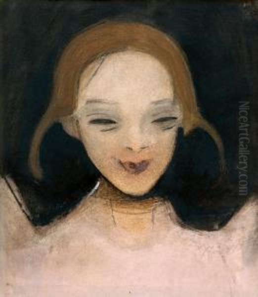 Smiling Girl Oil Painting by Helene Schjerfbeck