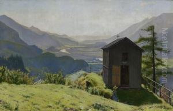 Blick Auf Das Inntal Oil Painting by Adolf Gustav Schlabitz