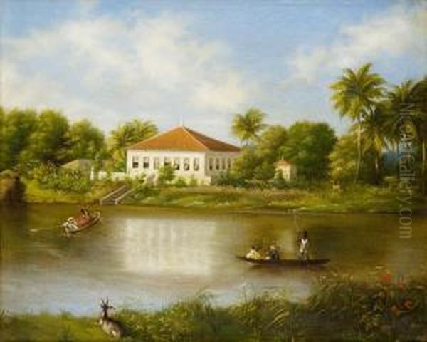 Paisagem De Recife - Riocapibaribe Oil Painting by Louis Schlappritz