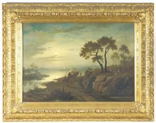 Herbstlandschaft Oil Painting by Julius Schlegel