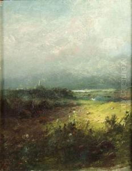 Wolkenverhangene Landschaft Oil Painting by Eduard I Schleich