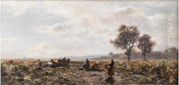 Bauern Bei Einfuhr Der Ernte Oil Painting by Eduard Ii Schleich