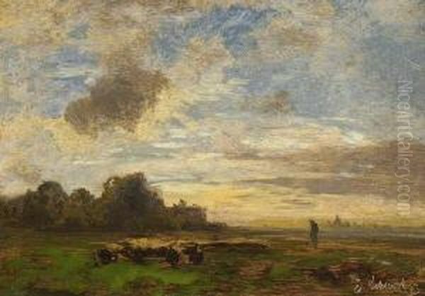 Weite Landschaft. Oil Painting by Eduard Ii Schleich