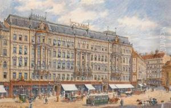 Der Halsighof Auf Der Wiedner Hauptstrase Oil Painting by Franz Xaver Schleich