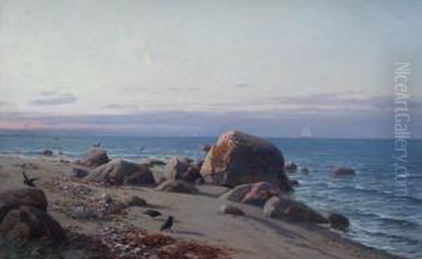 Ostseestrand Bei Arcona (cap Arcona Auf Der Insel Rugen) Oil Painting by Hans Schleich