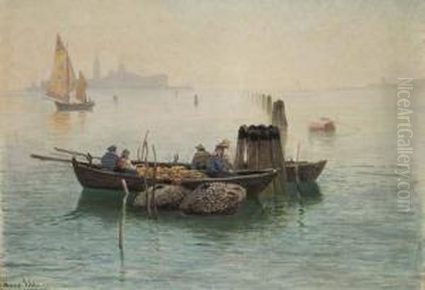 Ein Morgen In Den Lagunen Von Venedig Oil Painting by Hans Schleich