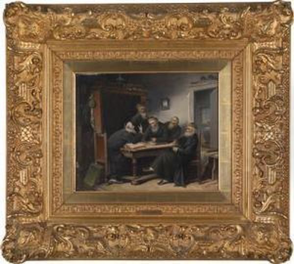 The Talmud Lesson Oil Painting by Carl Schleicher