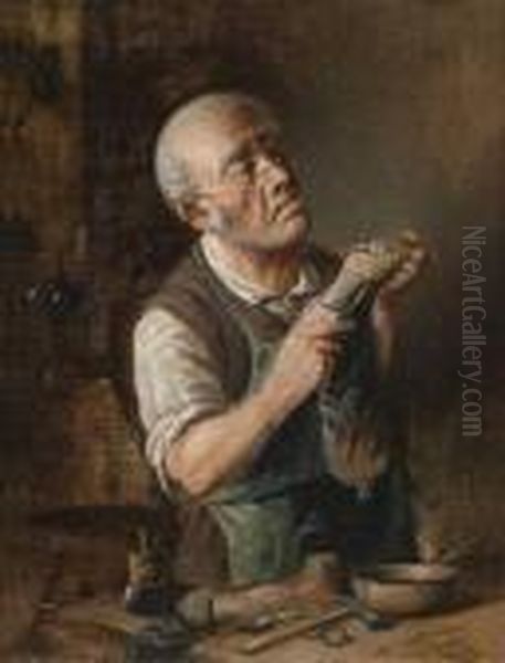 The Emotional Cobbler Oil Painting by Carl Schleicher