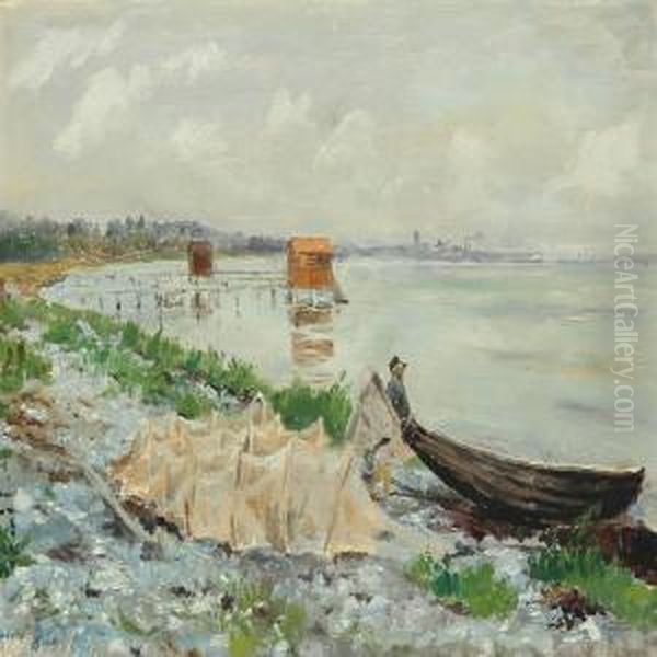 Coatel Scenery From Vallo Strand Oil Painting by Carl Schlichting-Carlsen