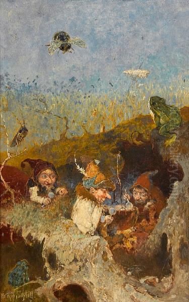 The Gnomes' Soup Oil Painting by Heinrich Schlitt