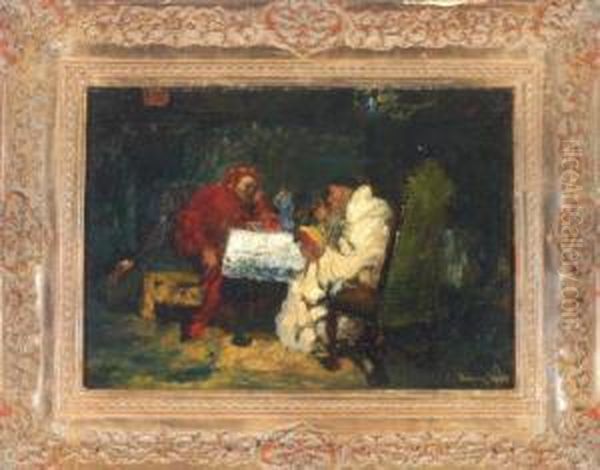 Faust Und Mephisto Im Studierzimmer Oil Painting by Heinrich Schlitt