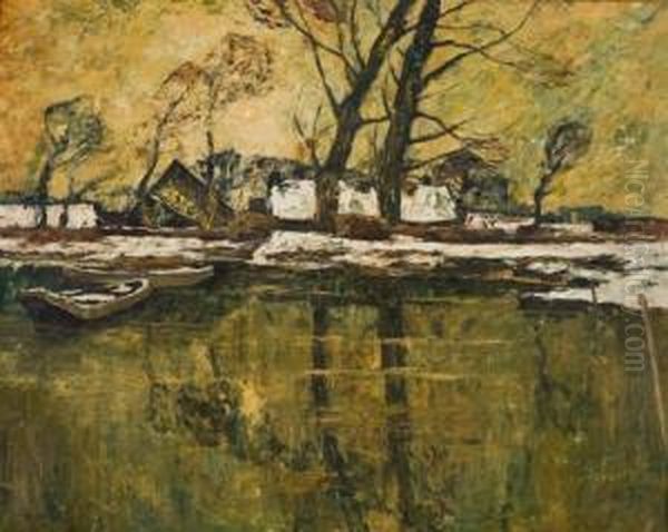 Winter Am Fluss Oil Painting by Wilhelm Schmetz