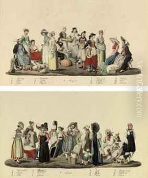 Costumes Of The Twenty Six Cantons Of Switzerland Oil Painting by David Alois Schmid