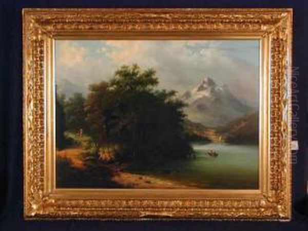 Berglandschaft Mit See Oil Painting by Adolf Schmidt