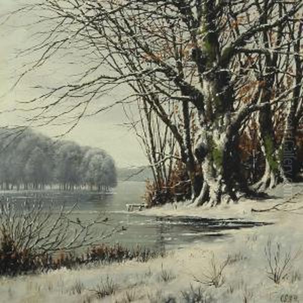 Winterscape From Fureso Oil Painting by Alexander Schmidt