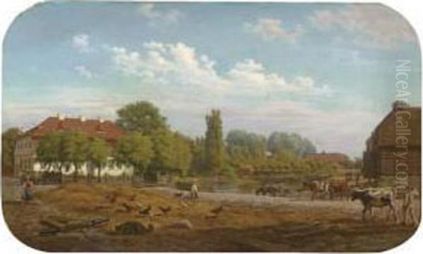 A View Of The Village Of Hohen Demzin, Mecklenburg Vorpommern,germany Oil Painting by Bernhard Schmidt