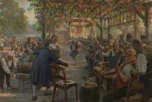 Kegelturnier Auf Dem Jahrmarkt Oil Painting by Hans W. Schmidt