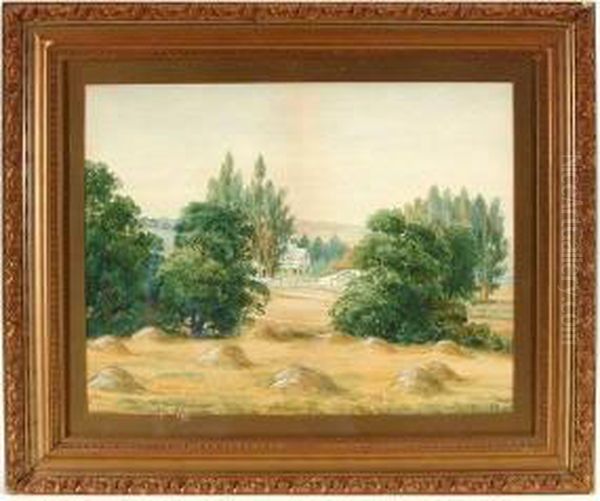 Northern California Farmhousein A Summer Landscape Oil Painting by Marius A. Schmidt