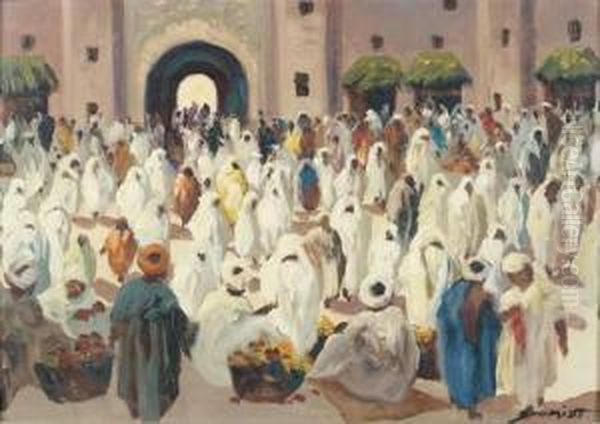 Le Souk Oil Painting by Max Schmidt