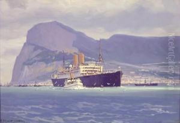 Passagierdampfer 'berlin' Vor Gibraltar Oil Painting by Robert Schmidt