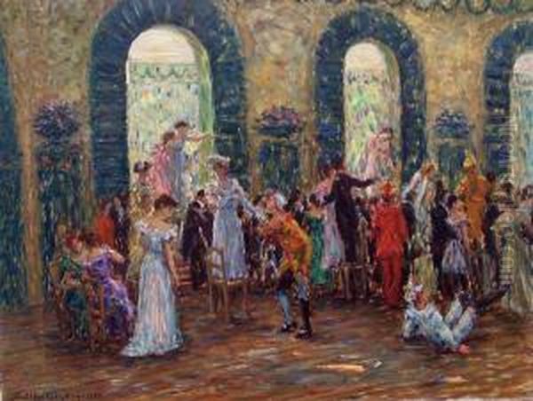 Maskenball Mit Harlekins Oil Painting by Alexander Schmidt-Michelsen