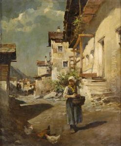 Piemontesisches Bergdorf. Oil Painting by Hermann Schmidtmann