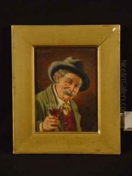 Lustiger Weintrinker Oil Painting by Oskar Schmitt