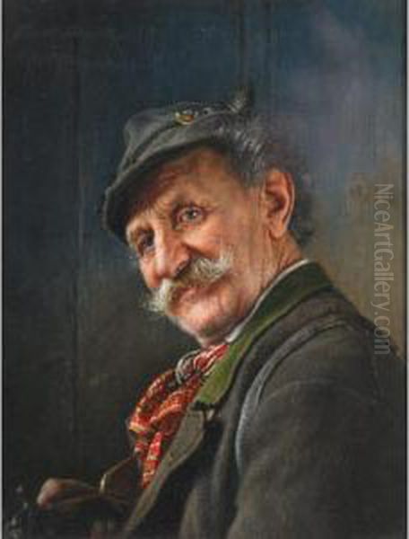 Hunter Oil Painting by Ernst Schmitz