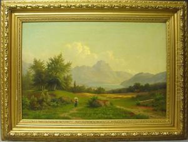 Gebirgslandschaft Am Hintersee Oil Painting by Franz L. Schmitz