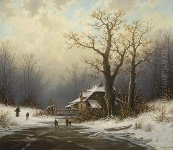 Winterlandschaft. Oil Painting by Georg Schmitz