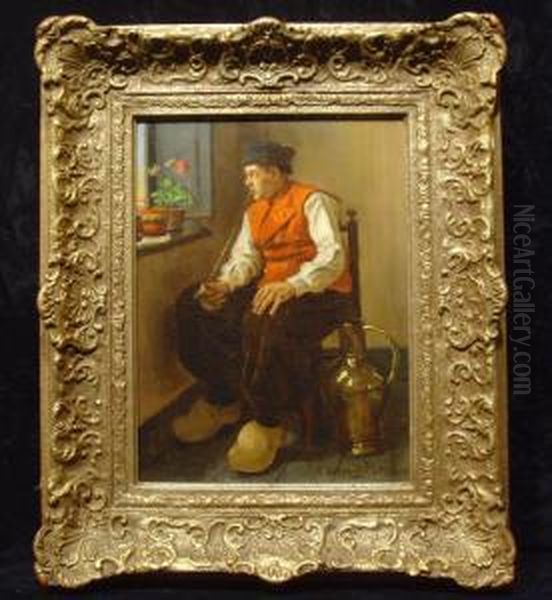 Rauchender Hollander Am Fenster Oil Painting by Carl Schmitz-Pleis