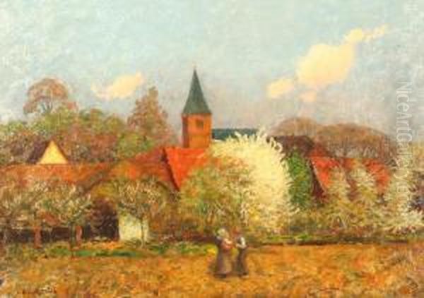 Dorfansicht Oil Painting by Carl Schmitz-Pleis