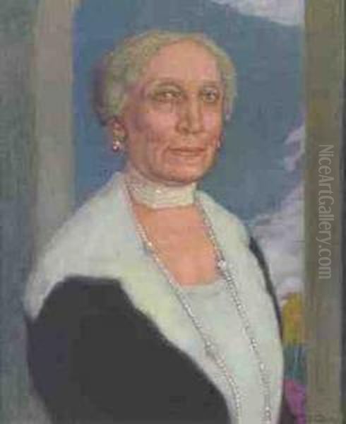 Frau Christine Moser Von Filseck Oil Painting by Karl Schmoll Von Eisenwerth