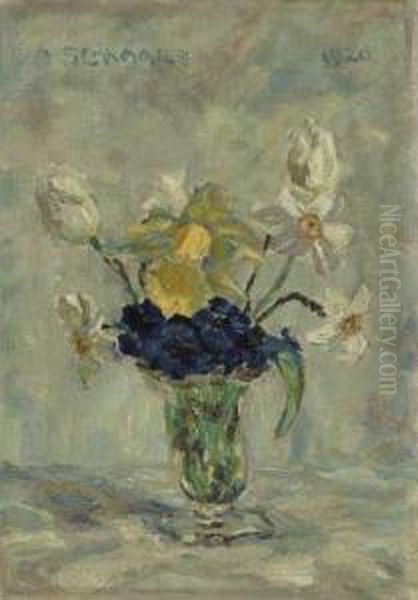 Fruhlingsblumenstraus In Glasvase Oil Painting by Alfred Schnaars