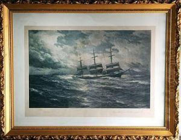 Ships That Pass In The Night Oil Painting by Hugo Schnars-Alquist