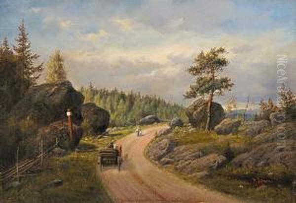 Auf Der Landstrase Oil Painting by Hermann Schnee