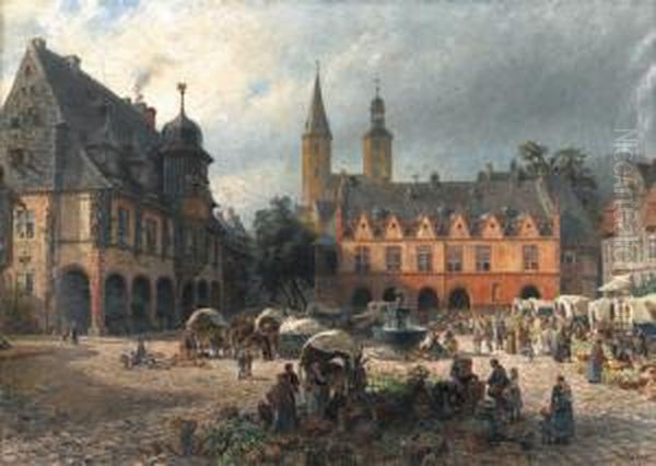 Herbstmarkt In Goslar Oil Painting by Hermann Schnee