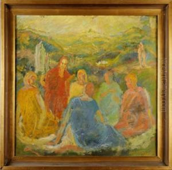 Picknick I Det Grona Oil Painting by Alphons Schnegg