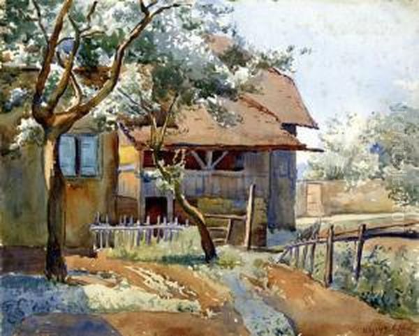 Haus In Pully Oil Painting by Carlos Schneider