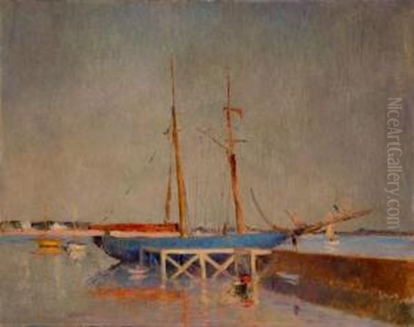 Voilier A Quai Oil Painting by Emile Schneider