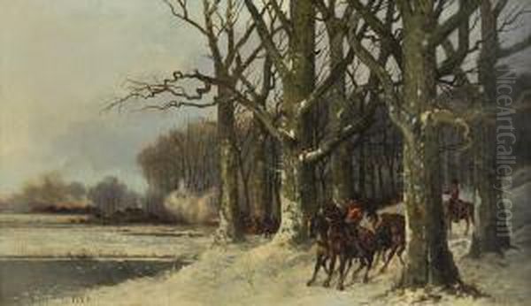 Military Scene Oil Painting by G. Schneider